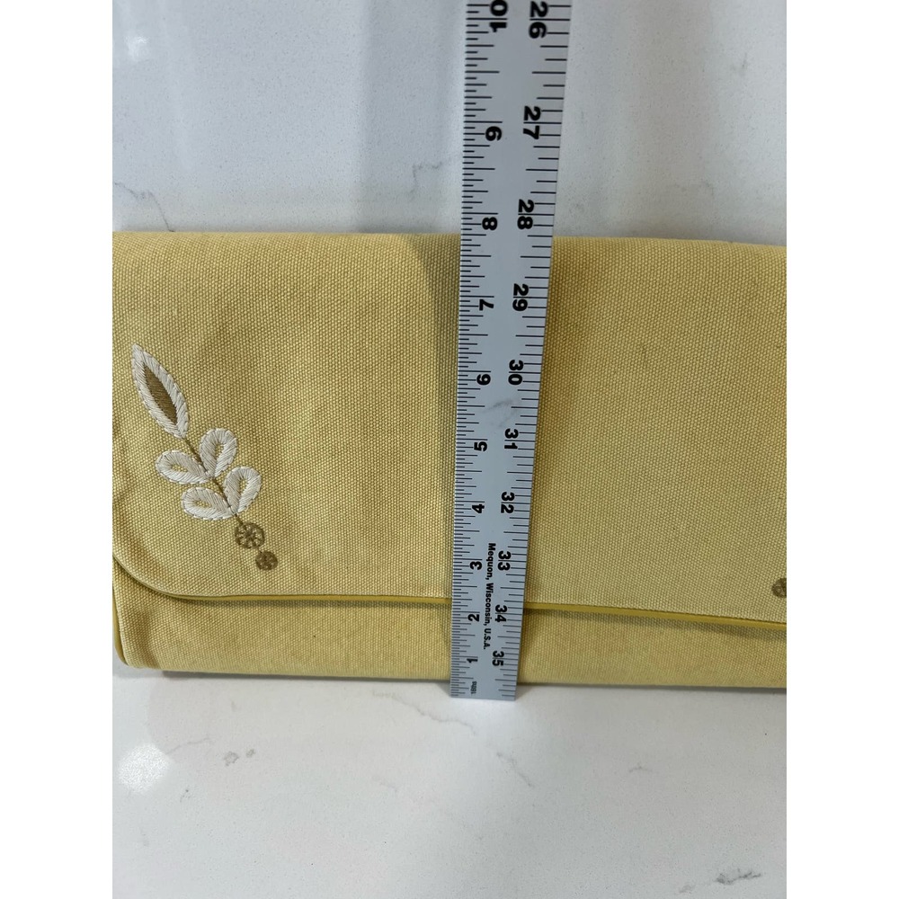 Serena and Lily Large Yellow Canvas Embroidered Diaper Holder Or Clutch New 8x13 - Picture 3 of 10
